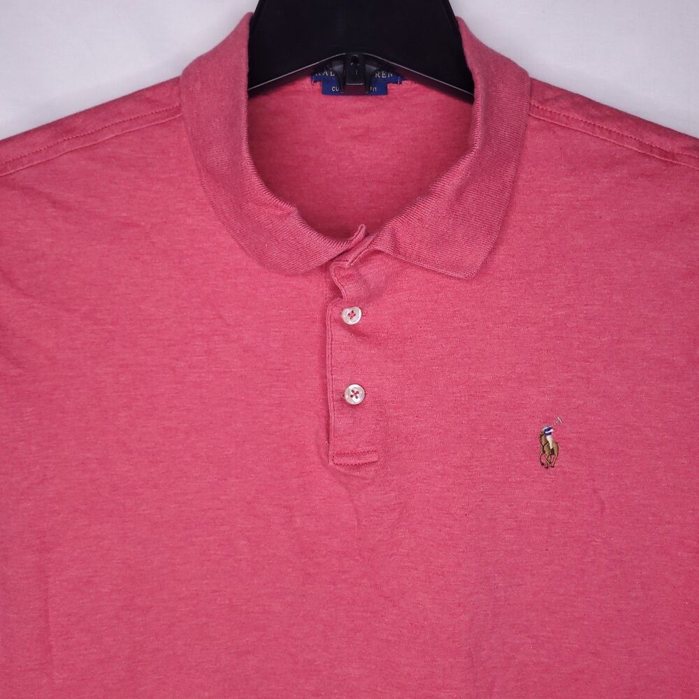 Ralph Lauren Polo Shirt Mens Large Red Pony Short Sleeve Cotton Slim Fit